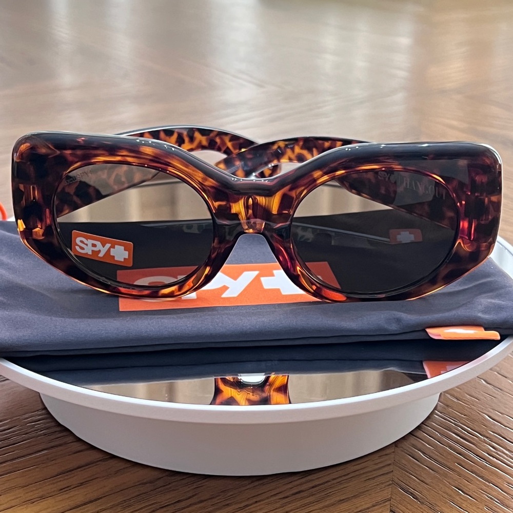 SPY Tortoise Shell Cat-Eye Sunglasses with Dark Smoke Lenses